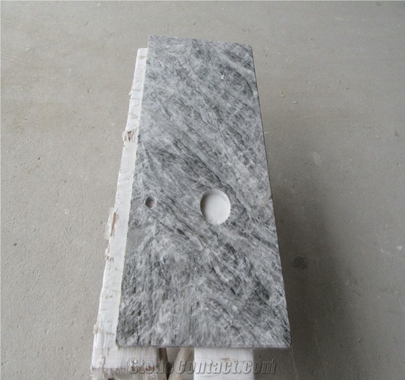 Chinese Silver Gray Natural Marble Stone Countertops,Kitchen Bar Top Island Tops Desk ,Worktops with Sink Holes Slab