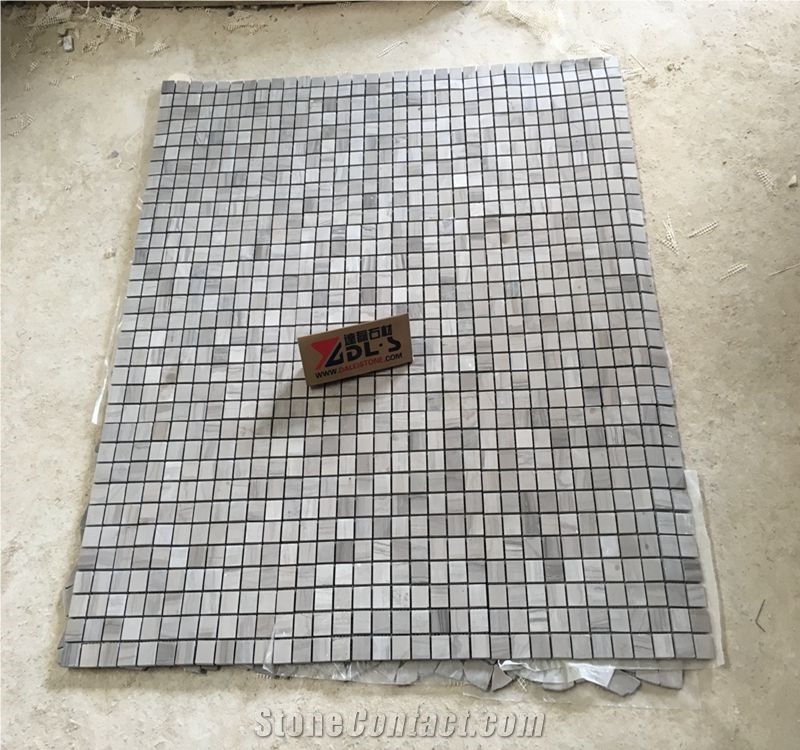Marble Mosaic Tile 15*15*8, 15*15*4, Wave Grey Marble Mosaic Tile, Grey Marble Mosaic Tile, Marble Mosaic Stone for Kitchen, Washroom, Bathroom