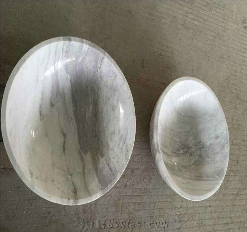 Volakas Marble Bathroom Sink(500*400*300 Mm)/Volakas White Marble Kitchen Basin/Jazz White Marble Sink/Branco Volakas Marble Basins