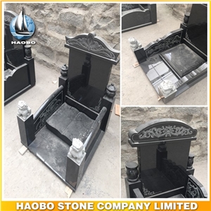 Asian Style Custom Monument Shanxi Black Granite Tombstone Chinese Traditional Gravestone High Quality Monument