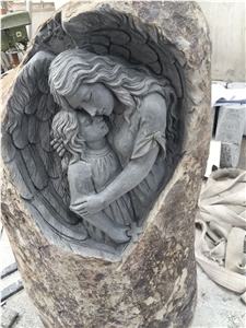 Basalt New Popular Beautiful Sculpture 2017 European and American Style Cost-Effective Angel Engraving Carving Engraved Tombstone Headstones