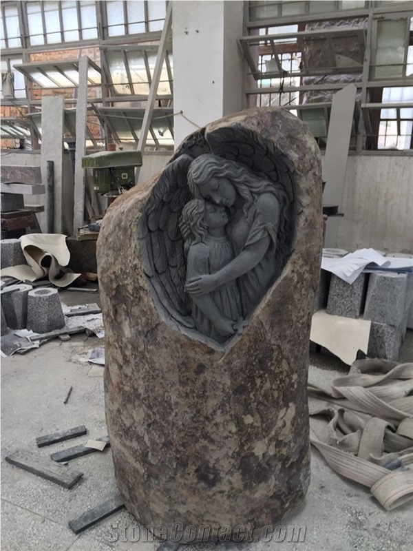 Basalt New Popular Beautiful Sculpture 2017 European and American Style Cost-Effective Angel Engraving Carving Engraved Tombstone Headstones