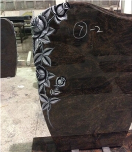 China Haobo Natural Stone Good Price Wholesale Red Aurora Granite Monument with Carved Rose for Sale