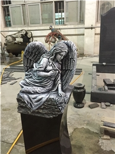 China Haobo Stone Factory 2017 New Special Design Angel Carving Tombstone & Monuments,China Black Granite Headstone Western Style