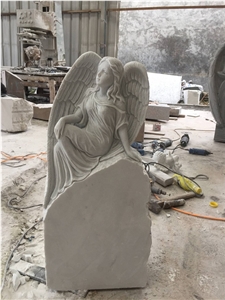 China Ocean Beige Marble Angel Monument,Headstone Headstones Gravestone Gravestones Tombstone,Good Design Cheap Engraved Stone