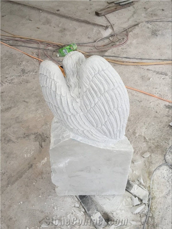 China Ocean Beige Marble Angel Monument,Headstone Headstones Gravestone Gravestones Tombstone,Good Design Cheap Engraved Stone