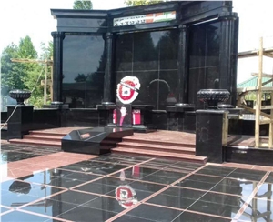 China Quarry Unique and Nice Manufacturer Price Big Shanxi Black & India Red Granite Family Mausoleum Designs for Cemetery