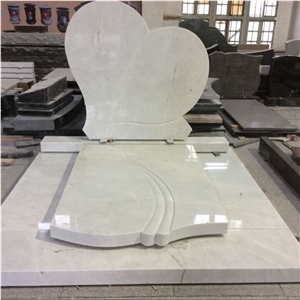 China Quary Natural Stone Custom Manufacturer Price Good Service High Quality Unique White Marble Heart Shaped Bench Tombstone for U.S.A.