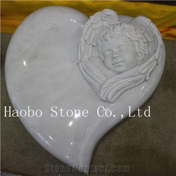 Customized White Marble Angel Child Monument Slab for Sale