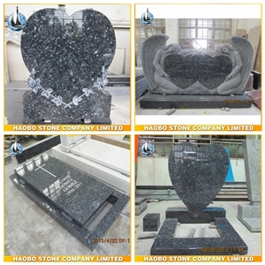 Direct Selling Headstone Blue Pearl Granite Tombstone Heart Shaped Sculpture Monument Custom Angel Gravestone