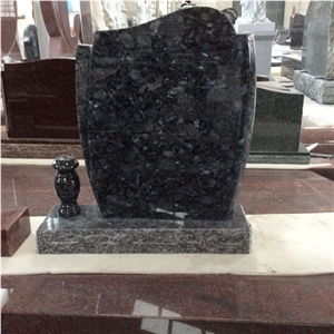 Haobo China Quarry Natural Stone Cheap Manufacturer Price Simple Design Blue Pearl Granite Gravestone Headstone for Cemetery