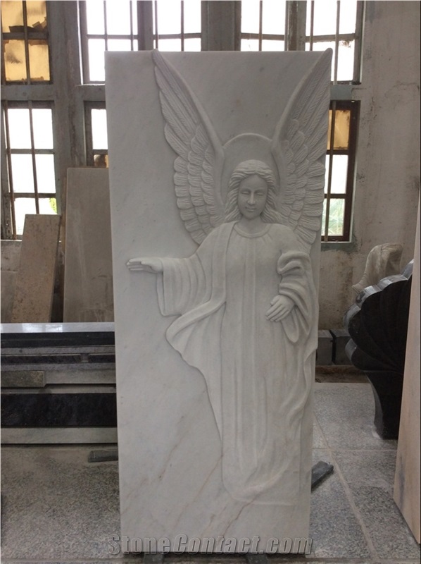 High Quality Good Price Natural Quarry Stone Customized Size Haobo China Factory Beautiful Carved Hunan White Marble Headstone Designs for Sale