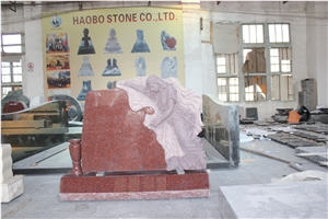 High Quality Good Price Natural Quarry Stone Customized Size Haobo China Factory Beautiful Carved India Red Granit Headstone Designs for Sale