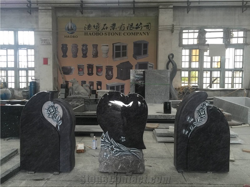 High Quality Good Service Custom Wholesale Price Unique Haobo Natural Stone Chinese Quarry Orion Granite Carving Cross Headstone Designs for Cemetery