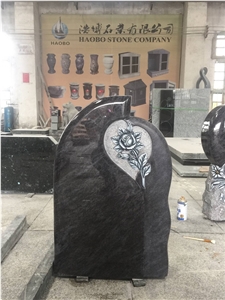 High Quality Good Service Custom Wholesale Price Unique Haobo Natural Stone Chinese Quarry Orion Granite Carving Cross Headstone Designs for Cemetery