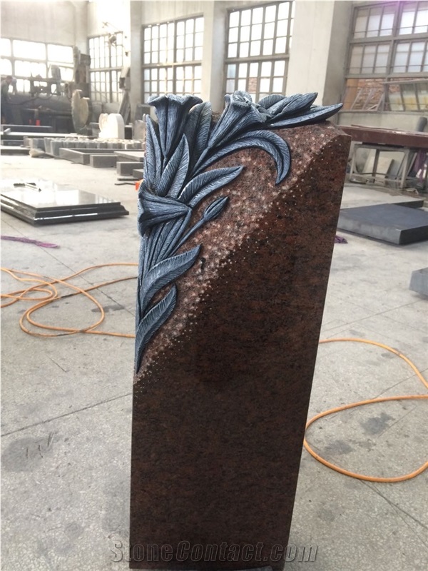 High Quality Good Service Custom Wholesale Price Unique Haobo Natural Stone Chinese Quarry Orion Granite Carving Headstone Design for Cemetery