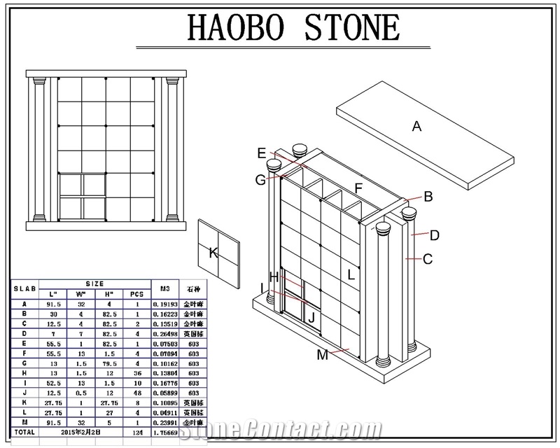 High Quality Good Service Custom Wholesale Price Unique Haobo Natural Stone Columbarium Chinese Quarry English Brown Tan Brown Designs for Cemetery