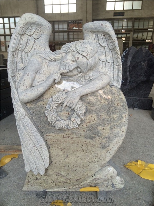 New High Quality Good Service Custom Wholesale Price Unique Haobo Natural Stone Kashmir Gold Granit Quarry Carving Headstone Designs for Cemetery
