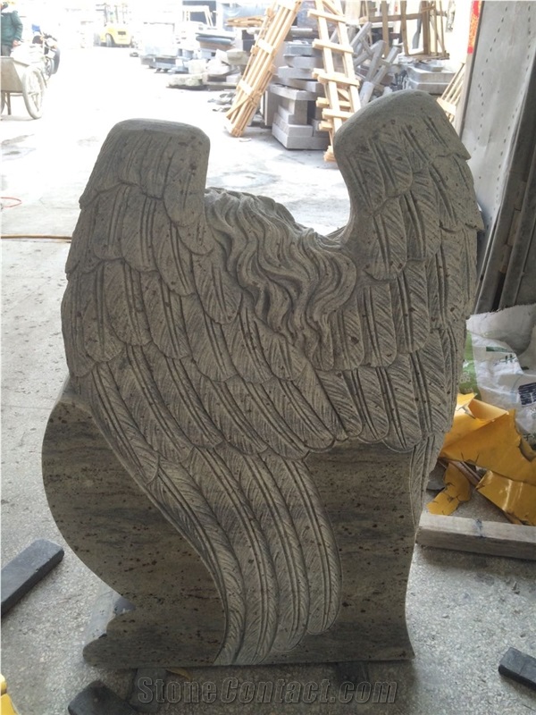 New High Quality Good Service Custom Wholesale Price Unique Haobo Natural Stone Kashmir Gold Granit Quarry Carving Headstone Designs for Cemetery