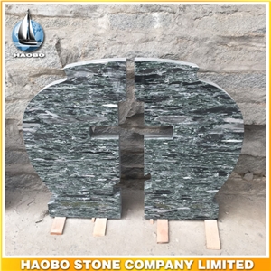 Own Factory Direct Selling Monument Green Granite Tombstone Empty Cross Design Gravestone European Style Upright Headstone