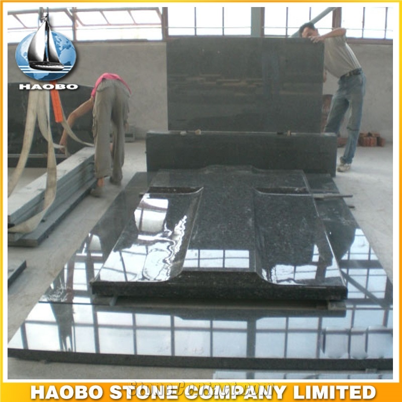 Polished Natural Stone Quarry Manufactory Black Noir Granite Western Style Monuments Tombstones,Gravestone,Single or Double Granite Headstone