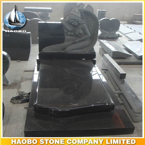 Polished Natural Stone Quarry Manufactory Light Grey Granite Western Style Monuments Heart Tombstones,Gravestone,Single or Double Headstone