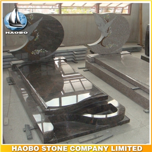 Polished Natural Stone Quarry Manufactory Red Rouge Granite Western Style Monuments Heart Tombstones,Gravestone,Single or Double Headstone