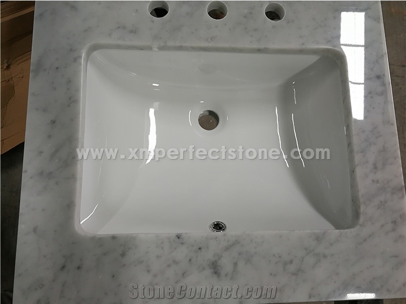 Bianco Carrara White Marble Polished Honed Bathroom Vanity Top,Countertop with Eased Edge