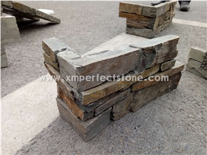 Corner Stone,Chinese Rusty/Yellow Culture Slate Tile Complete Corner Piece for Wall Cladding