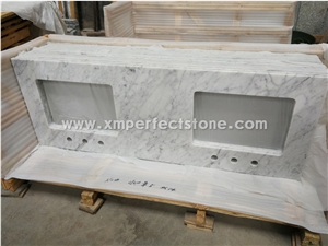 Italy Carrara White Marble One Sink&Two Sink Vanity Tops/Custom Bathroom Countertops/White Bathroom Vanity Tops