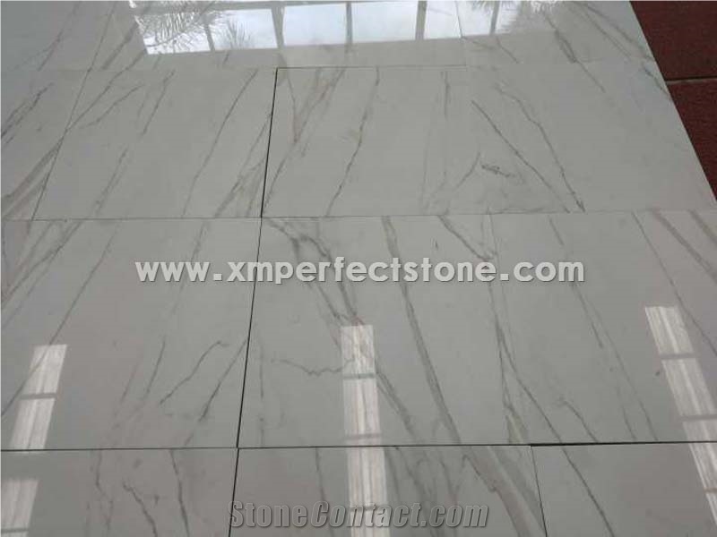 Natural Calacatta White Marble with Ceramic Composite Tiles for Wall Cladding,High Polished Marble Tiles