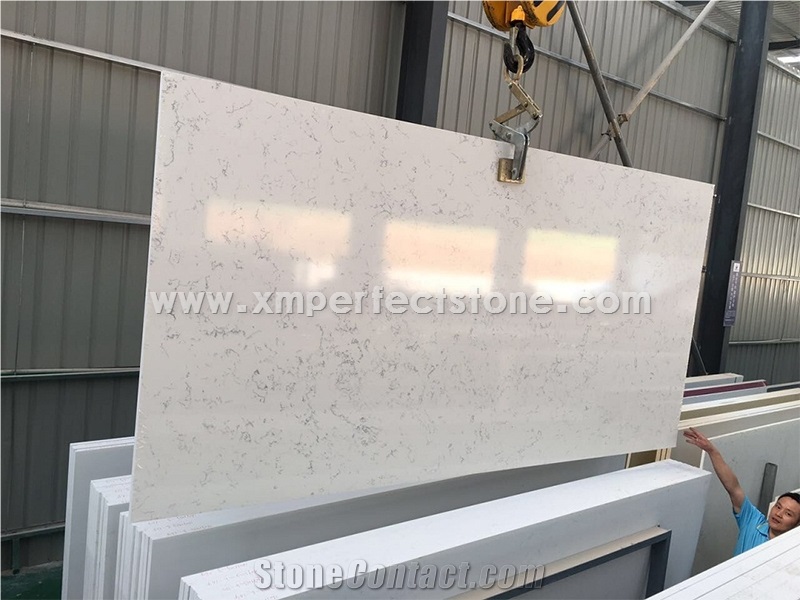 Quartz Stone Sheet,Carrara White Quart Big Slabs,Biggest Size 3260*1640*20/30mm,Good Quality