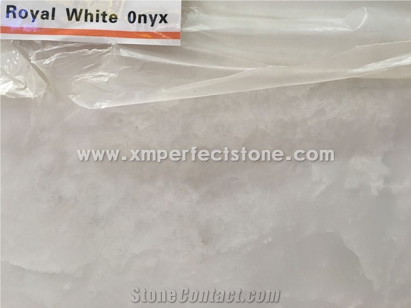 Royal White Onyx Pure Slabs and Tiles Decoration Material/China Snow Ice Jade/Natural Wall Cladding Stone/A Grade Polished/Big Gang Saw Slab Stock