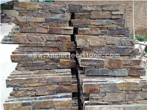 Rusty Culture Slate Wall Cladding for Garden Waterfall/2.5-3.5cm Thickness Stacked Stone Veneer
