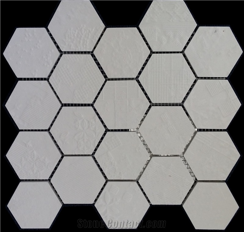 Bianco Carrara Marble Mosaic Tiles,2" Hexagon Carrara Extra Polished Mosaic