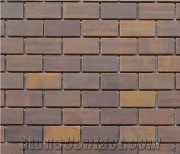 Copper Brick Mosaic 23x48mm,Brick Shape Mosaic for Decoration,Multicolor Riven Slate Mosaic,Rusty Split Face Slate Wall Mosaic,Sunset Slate Mosaic