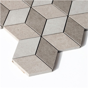 Cube Mix Cordoba Mosaic (Pearl Grey Black),China Cheap Mosaic Tiles,Grey Marble Decoration,Grey Wood Grain Marble
