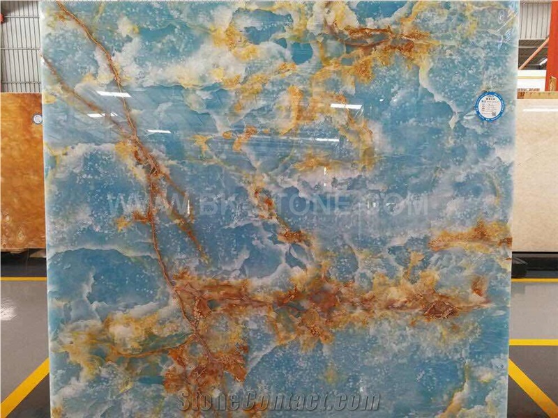 Customize Ice Blue Crystal Onyx China Nature/Transparency/Slabs/Tiles/Cut to Size/Polished/Bookmatch Stone/Backlit/Wall Cladding/Floor Covering