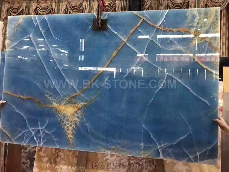 Customize Ice Blue Crystal Onyx China Nature/Transparency/Slabs/Tiles/Cut to Size/Polished/Bookmatch Stone/Backlit/Wall Cladding/Floor Covering