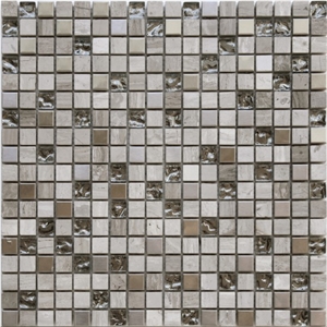Mosaic Big Travertine Mix Mosaic Tile 300x300,Brown Travertine Decoration for Wall Clading