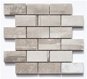 Stone Nero Marquinia Satin Brick Mosaic 300 X 300mm, Black Mosaic Brick Shape by Nero Marquina Marble