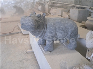Handcarved Hippo/River Horse/Behemoth/Hippopotamus Anmial Sculptures for Garden Animal Statues