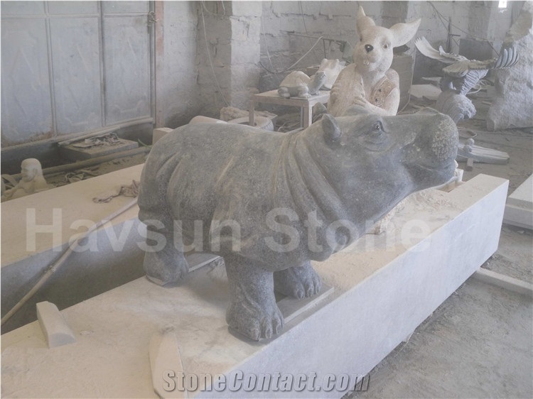Handcarved Hippo/River Horse/Behemoth/Hippopotamus Anmial Sculptures for  Garden Animal Statues from China 