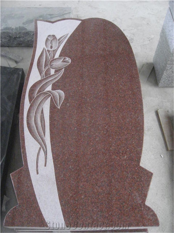 Red Granite Carving Angel Headstone/Tombstone/Monument/Gravestone/Memorials