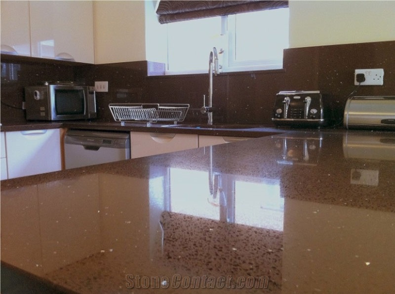 Galaxy Artificial Stone Quartz in Brown More Durable Than Granite