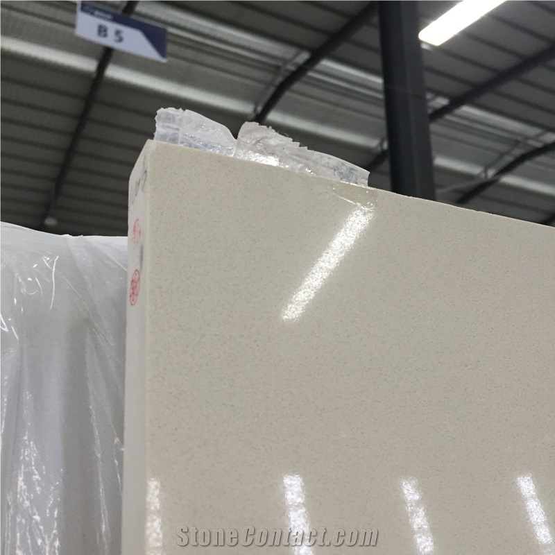 Luxor Quartz Stone Beige and Yellow Color for Usa Standard Countertop More Durable Than Granite Large Quantity in Stock for Fast Shipment