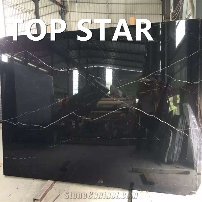 Polished Cheapest China Black Nero Marquina Marble Slabs,Black White Marble Tiles, Oriental Black Marble Floor, Black White Veins Marble Slab