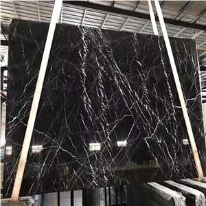 Polished Cheapest China Black Nero Marquina Marble Slabs,Black White Marble Tiles, Oriental Black Marble Floor, Black White Veins Marble Slab