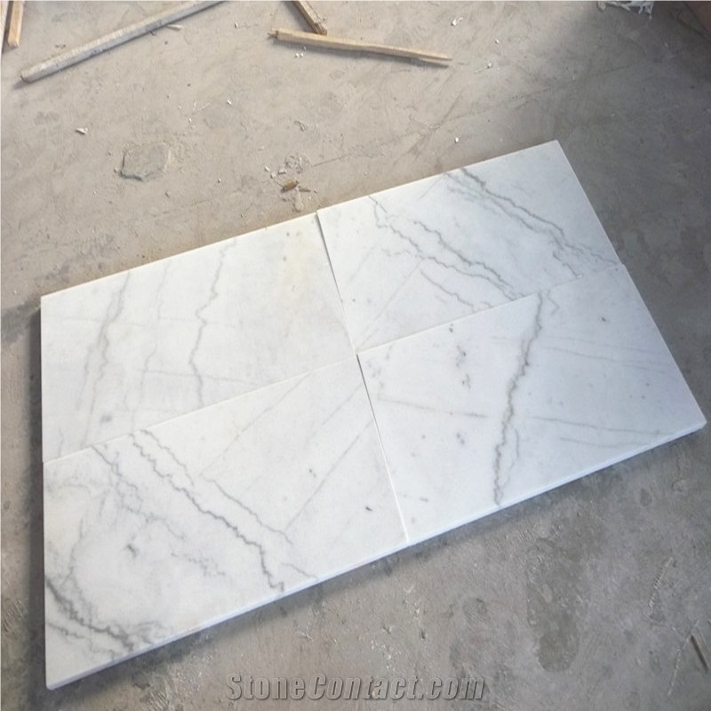 Polished Grade a Quality Bianco Carrara White Marble 300x600 Flooring Tile, White Marble with Gray Veins,Guangxi White Marble Bathroom Tile 12”X24”