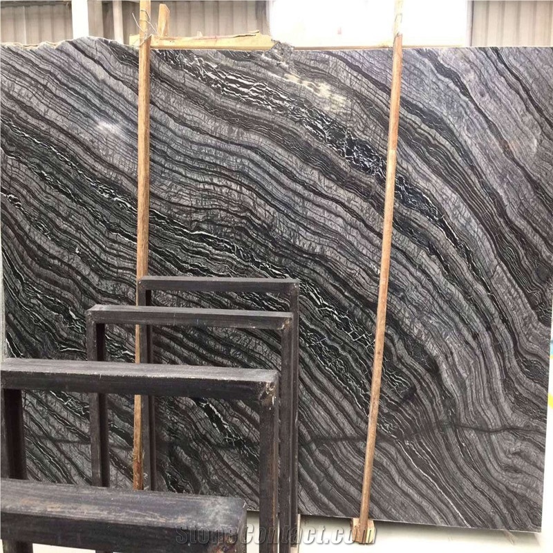 Silver Wave Marble Slab,China Old Antient Wooden Black Marble, Rosewood Grain Black Marble Slabs for Hotel Wall Floor Tile